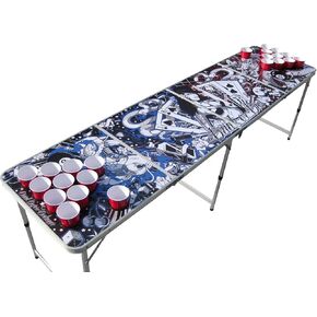 Tattoo Portable Beer Pong Table with Holes