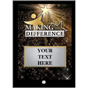 Crown Awards Making The Difference Plaque Award, Custom Service Recognition Trophy Plaque with Custom Engraving, Stands Up On Its Own Prime