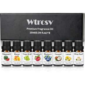 Fruity Fragrance Oil -Essential Oil Blend for Diffusers, Candle Making Includes Watermelon,Green Grape,Blueberry,Lemon,Mango,Strawberry,Coconut(10ml)