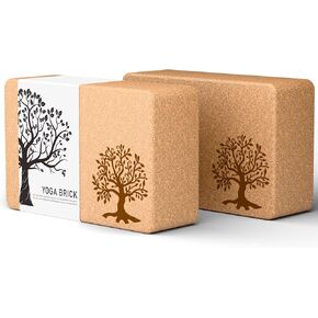Cork Yoga Blocks 2 Pack Set, Natural Cork Soft Non-Slip Yoga Blocks, High Density & Eco Friendly Yoga Accessories for Women| Men, Ideal for Yoga, Pilates, Stretching and Toning