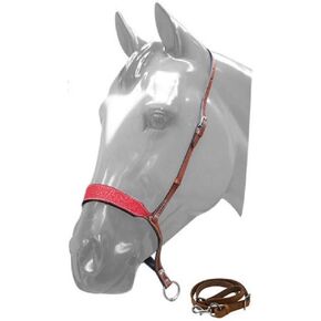 Showman Horse RED Glitter Overlay Leather Barrel Racing Tie Down Noseband