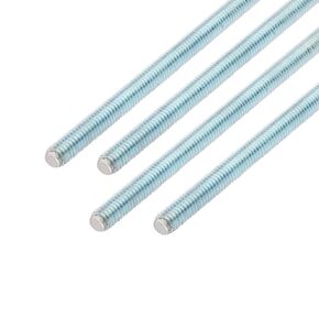Zinc Plated 3/8"-16 Fully Threaded Steel Rod, 4 Pieces 12" Length Long Threaded Screw