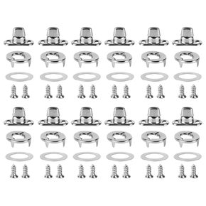 12 Sets Marine Grade Twist Lock Fasteners, Turn Button Fasteners, Turn Button Eyelet and Stud, Common Sense Fasteners Nickel Plated for Boats RVs Caravans Eyelets Turn Buttons, with 24 Screws