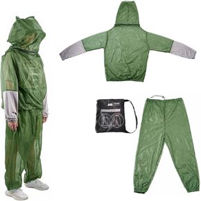 Pamir Mosquito Net Suit-Jacket Hood& Pants, Light-Weight& Breathable Mesh Clothing for Men& Women, Ideal for Fishing, Hiking, Camping