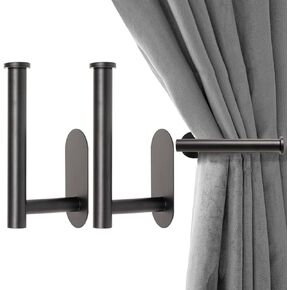 Metal Curtain Holdbacks - Self-Adhesive Curtain Pull Backs, Curtain Hooks - No Drill Curtain Drapery Tiebacks Holders for Windows, Doors - Multi-Purpose Hooks for Home - Set of 2