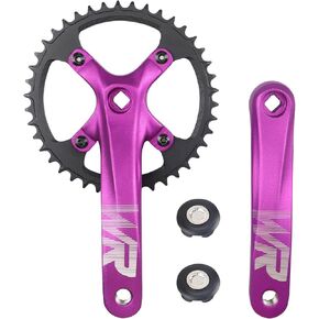 Mountain Bike Crankset Aluminium Alloy 1 Piece/Single 42T Charing Crank Set with 170mm Arm 104 BCD, Compatible with Single Speed Bicycle and 6/7/8/9/10/11 Speeds MTB Bike