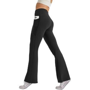 Women's High Waist Flare Yoga Pants Tummy Control Casual Bootcut Leggings with Side Pockets