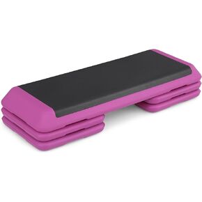 MADOG 43" Aerobics Stepper Platform with Stackable Risers, 4 inch-6 inch-8 inch, Workout Steppers for Exercise at Home, Stable & Non-slip Design, Pink