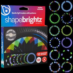 Brightz ShapeBrightz Pattern Making LED Bike Spoke Light - Automatically Morph Through 13 Patterns or Set to Your Favorite Pattern - Motion Activated for When Wheels Start Spinning