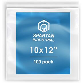 Spartan Industrial - 10" X 12" (100 Count) Quart Clear Reclosable Zip Plastic Poly Bags with Resealable Lock Seal Zipper - 2 Mil
