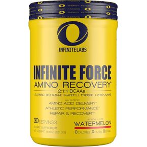 Infinite Labs Infinite Force BCAA | High Performance Amino Recovery | 6g BCAAs Amino Acids Supplement | Fresh Grape Flavor | Caffeine-Free | Electrolyte Amino Acid Powder for Hydration | Perfect Amino