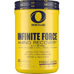 Infinite Labs Infinite Force BCAA | High Performance Amino Recovery | 6g BCAAs Amino Acids Supplement | Fresh Grape Flavor | Caffeine-Free | Electrolyte Amino Acid Powder for Hydration | Perfect Amino