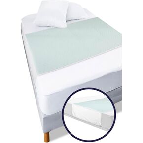 KMINA - Incontinence Bed Pads Washable 5 Layers (x2 Units, 35" Twin Bed), Reusable Mattress Pad, Pads for Beds for Incontinence Adults, Bed Wetting Protection Pad, Bed Liner - Made in Europe