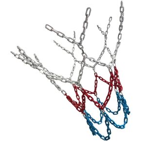 LIOOBO Sports Chain Basketball Net Replacement Outdoor Heavy Duty Basketball Net Rustproof Metal Chain for Outdoor Indoor Training White Red Blue