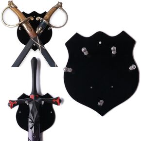 Wall Mount Sword Plaque Sword Holder Acrylic Sword Plaque Display Sword Stand with Hardware Sword Hanger (Black 1 pack)
