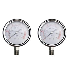 New Stainless Steel 304 Dual Scale Liquid Filled Pressure Gauge,Premium Spa Pool Aquarium Water Pressure Gauge,2.5" Dial Display, 1/4" NPT Bottom Mount (2, 0-100PSI)