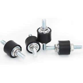 M6 Rubber Vibration Isolator Mounts Double Stud Shock Absorber Isolation Mounts Anti Vibration Silent-Blocks for Car Boat Bobbins Motors Compressors Pumps, 4pcs M6x18-20x15mm, 8pcs M6 LockNuts