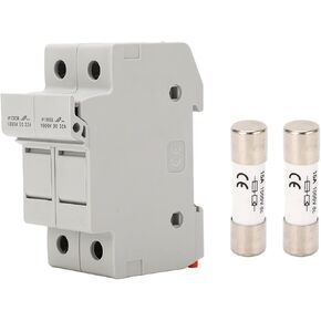Nikou Cylindrical Fuse Holder 10mm X 38mm Fuse Base 2 Poles DIN Rail Mount, Solar PV Fuse Holder, 15A Solar PV Fuse Short Circuit Protection 32A Fuse Holder Set