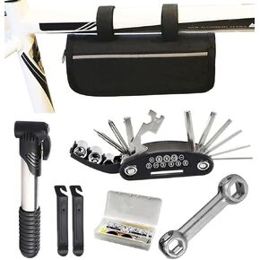 Bike Repair Tool Kit, 16 in 1 Bicycle Multitool with Bike Tire Levers, Multi Function Accessories Set for Road Mountain Bikes (1+3)