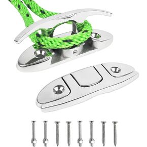Boat Cleats 4-3/4inch and 6inch,316 Stainless Steel Folding Boat Dock Cleats,Flip Up Dock Cleat Rope Cleat for Boat,Yacht,Decks,Dock Line Mooring,Fasteners Included (2Pack,4Pack)