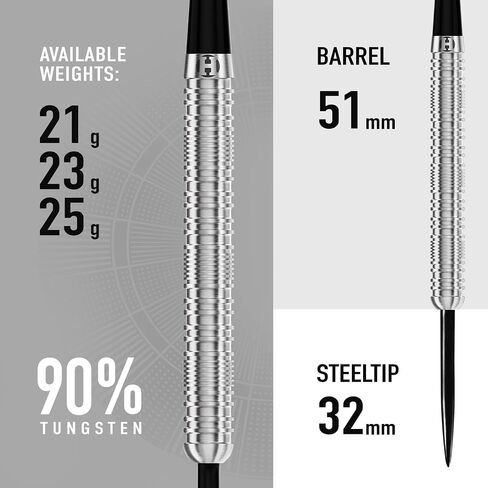 Harrows Caliber 90% Tungsten Steel Tip Darts Set I 21g to 30g All Weights Available I Huge 16pcs Bundle with Spare Shafts, Prime Flights & Travel Case in Saudi Arabia