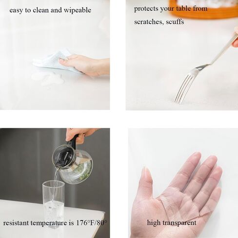 AHAZIAH PVC Tablecloth 1.5 mm Thick Clear Table Protector,36x60 Inch Rectangle Table Cover, Clear Plastic Tablecloth Protector,Waterproof Table Pad for Kitchen in Saudi Arabia