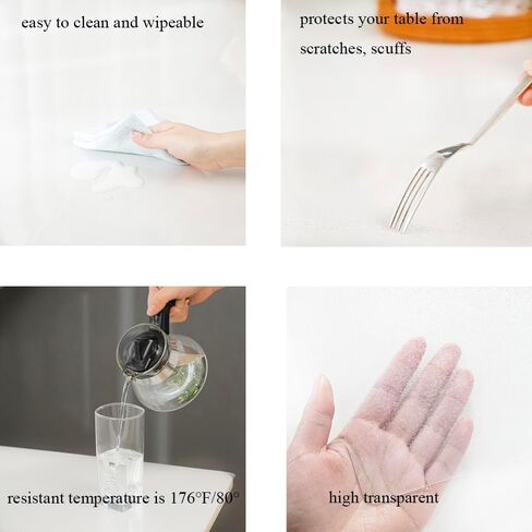 AHAZIAH PVC Tablecloth 1.5 mm Thick Clear Table Protector,36x60 Inch Rectangle Table Cover, Clear Plastic Tablecloth Protector,Waterproof Table Pad for Kitchen in Saudi Arabia