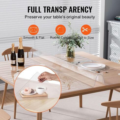 VEVOR Plastic Table Cover, 54 x 54 Inch 1.5 mm Thick Clear Table Protector, Square PVC Desk Mat, Waterproof & Easy Cleaning Desk Pad Tablecloth, for Office Dresser Dining Room Table Night Stand in Saudi Arabia