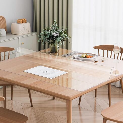 VEVOR Plastic Table Cover, 54 x 54 Inch 1.5 mm Thick Clear Table Protector, Square PVC Desk Mat, Waterproof & Easy Cleaning Desk Pad Tablecloth, for Office Dresser Dining Room Table Night Stand in Saudi Arabia