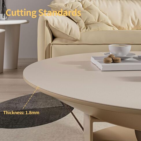 Round Table Pad,1.8mm Thick,Dia.48 Inch,Round Leather Table Cover,Round Table Protector,Round Dining Table Protector,Round Table Top Protector.(Dia.48,Mud Color+Champagne Gold) in Kuwait