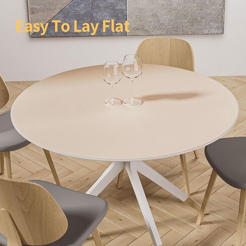 Round Table Pad,1.8mm Thick,Dia.48 Inch,Round Leather Table Cover,Round Table Protector,Round Dining Table Protector,Round Table Top Protector.(Dia.48,Mud Color+Champagne Gold) in Kuwait