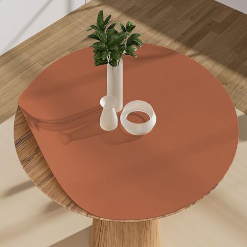 Round Table Pad,1.8mm Thick,Dia.48 Inch,Round Leather Table Cover,Round Table Protector,Round Dining Table Protector,Round Table Top Protector.(Dia.48,Mud Color+Champagne Gold) in Kuwait