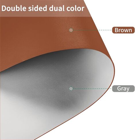 Round Table Pad,1.8mm Thick,Dia.48 Inch,Round Leather Table Cover,Round Table Protector,Round Dining Table Protector,Round Table Top Protector.(Dia.48,Mud Color+Champagne Gold) in Kuwait