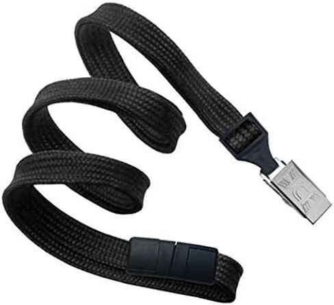 Brady People ID 2137-6001 Breakaway Woven Lanyard, Flat Braid, 3/8" Width, Length 36", Black (Pack of 100) in Saudi Arabia