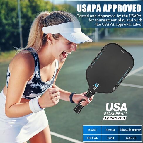 GARYE Pickleball Paddles, 16MM T700 Thermoformed Raw Carbon Fiber Pickleball Paddle, Great Grit & Spin, USAPA Approved PRO-XL Pickle Ball Rackets Set with Power, Control and Balance, 1 Cover in Saudi Arabia