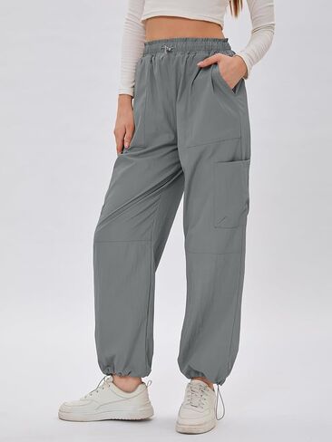Bloggerlove Womens Cargo Pants Wide Leg Jogger Y2K Parachute Drawstring Waist Casual Baggy Pant with Pockets Trendy in Kuwait