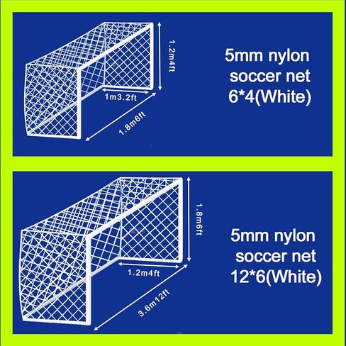 شبكة كرة القدم المتوهجة في الظلام، هدف كرة القدم المضيء، أهداف كرة القدم للفناء الخلفي، استبدال شبكة كرة القدم، استبدال شبكة مرمى كرة القدم 12 × 6 و6 × 4، العمود غير متضمن. in Kuwait
