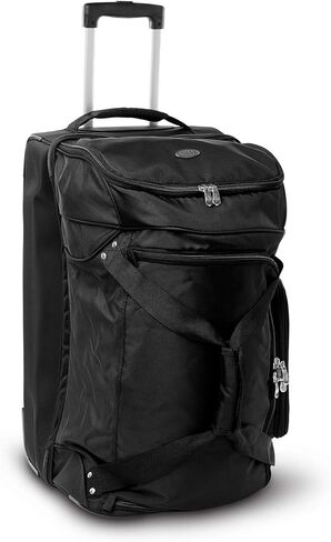 Denco University of Georgia Bulldogs Lightweight 22-inch Wheeled Duffel Bag with Telescopic Handle - Perfect Overnight Bag for Travel, Weekend Getaways, Airports, Gym, and Commuting,Black in Kuwait