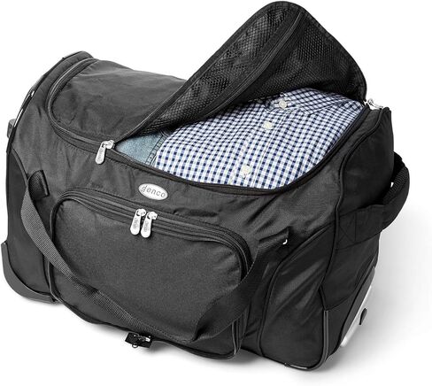 Denco University of Georgia Bulldogs Lightweight 22-inch Wheeled Duffel Bag with Telescopic Handle - Perfect Overnight Bag for Travel, Weekend Getaways, Airports, Gym, and Commuting,Black in Kuwait