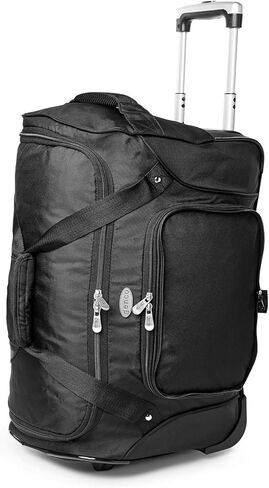 Denco University of Georgia Bulldogs Lightweight 22-inch Wheeled Duffel Bag with Telescopic Handle - Perfect Overnight Bag for Travel, Weekend Getaways, Airports, Gym, and Commuting,Black in Kuwait