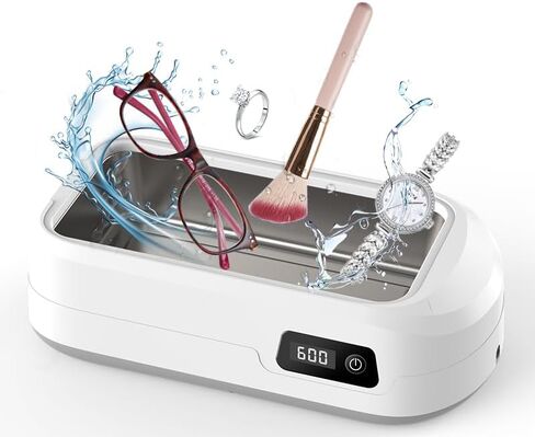 Ultrasonic Jewelry Cleaner, Portable Jewelry Cleaner Machine with 4 Digital Timer, 22oz 49KHz Ultrasonic Glasses Cleaner Small Sonic Cleaner for Eyeglasses, Rings, Necklaces, Watches, Daily Use in Saudi Arabia