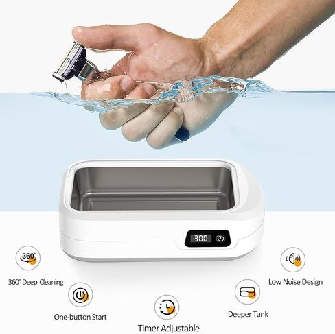 Ultrasonic Jewelry Cleaner, Portable Jewelry Cleaner Machine with 4 Digital Timer, 22oz 49KHz Ultrasonic Glasses Cleaner Small Sonic Cleaner for Eyeglasses, Rings, Necklaces, Watches, Daily Use in Saudi Arabia