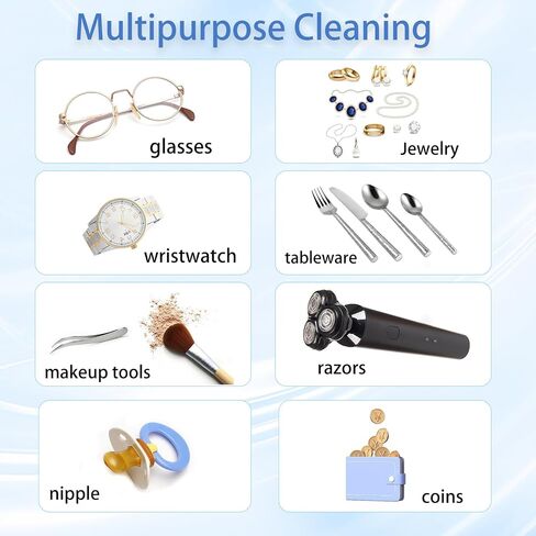 Ultrasonic Jewelry Cleaner, Portable Jewelry Cleaner Machine with 4 Digital Timer, 22oz 49KHz Ultrasonic Glasses Cleaner Small Sonic Cleaner for Eyeglasses, Rings, Necklaces, Watches, Daily Use in Saudi Arabia