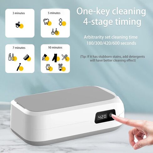 Ultrasonic Jewelry Cleaner, Portable Jewelry Cleaner Machine with 4 Digital Timer, 22oz 49KHz Ultrasonic Glasses Cleaner Small Sonic Cleaner for Eyeglasses, Rings, Necklaces, Watches, Daily Use in Saudi Arabia