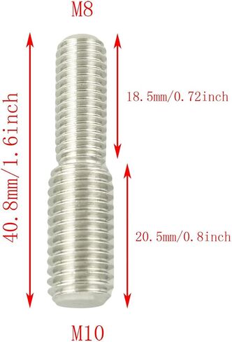 TAODAN 12PCS 304 Stainless Steel Reducing Screws M8x20 to M10x20 Double Head Threaded Reducer Adapter for Hardware Connection Building Construction Furniture Assembly Automotive Repairs in Saudi Arabia