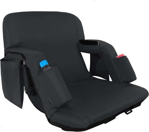 Folding Stadium Seat with Adjustable Back Support - Regular 21'' Bleacher Chairs w/Armrests, Thick Padding - Stadium Cushion Camping Chairs, 6 Pockets, Blue in Saudi Arabia