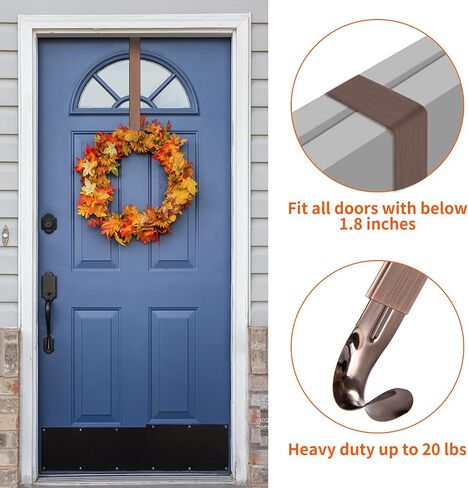 Kederwa Wreath Door Hanger, Adjustable Wreath Hook Holder from 15-24inch Metal Hanger for Halloween Fall Christmas Wreath Decorations in Saudi Arabia