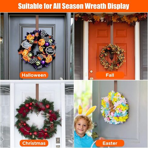 Kederwa Wreath Door Hanger, Adjustable Wreath Hook Holder from 15-24inch Metal Hanger for Halloween Fall Christmas Wreath Decorations in Saudi Arabia