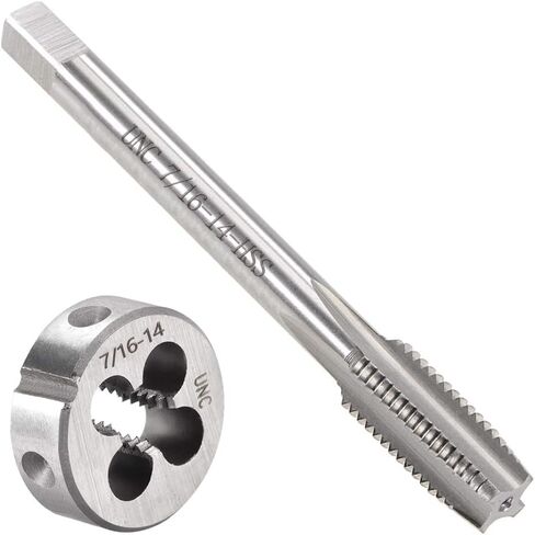 2 قطعة 3/8 "-16 UNC مجموعة الصنبور والقالب، 3/8 × 16 UNC HSS خيوط مجموعة قوالب الصنبور، آلة الناي المستقيمة الحنفية سبيكة أداة الصلب جولة الموضوع يموت اليد اليمنى، المسمار التنصت أداة الخيوط in Kuwait
