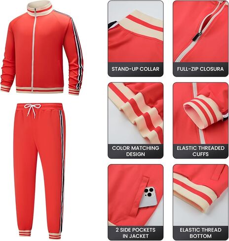 Men's Track suits Sets Long Sleeve Full-zip Sweatsuit Active Jackets and Pants 2 Piece Outfits in Saudi Arabia